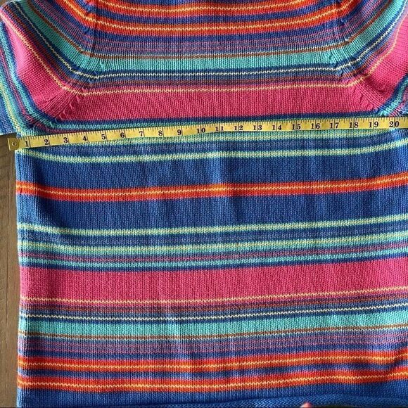 Lauren by Ralph Lauren Bright Colored Cotton Striped Sweater - Large - Picture 9 of 10